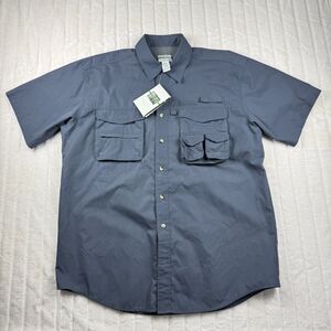 LL Bean Short Sleeve Button Front Fishing Shirt Mens L Vented Outdoor Hiking NWT
